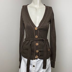 Aritzia Wilfred Brown Tencel Cotton Cashmere Button Cardigan Sweater Size S
